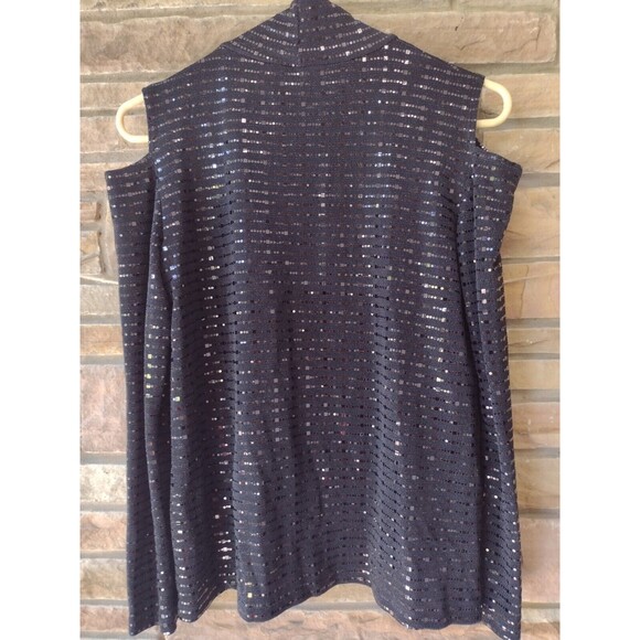 Clara Sunwoo Shimmer Top Small Signature Cold Shoulder Black New - Picture 2 of 7